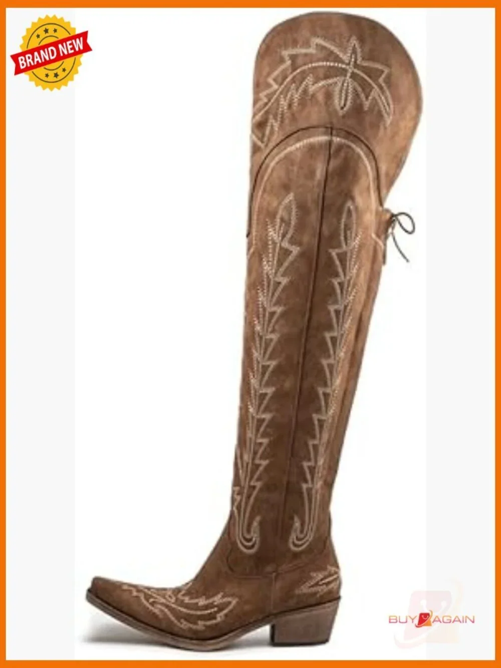 Thigh High Cowboy Boots Wide Calf Embroidered Over The Knee Western Boots